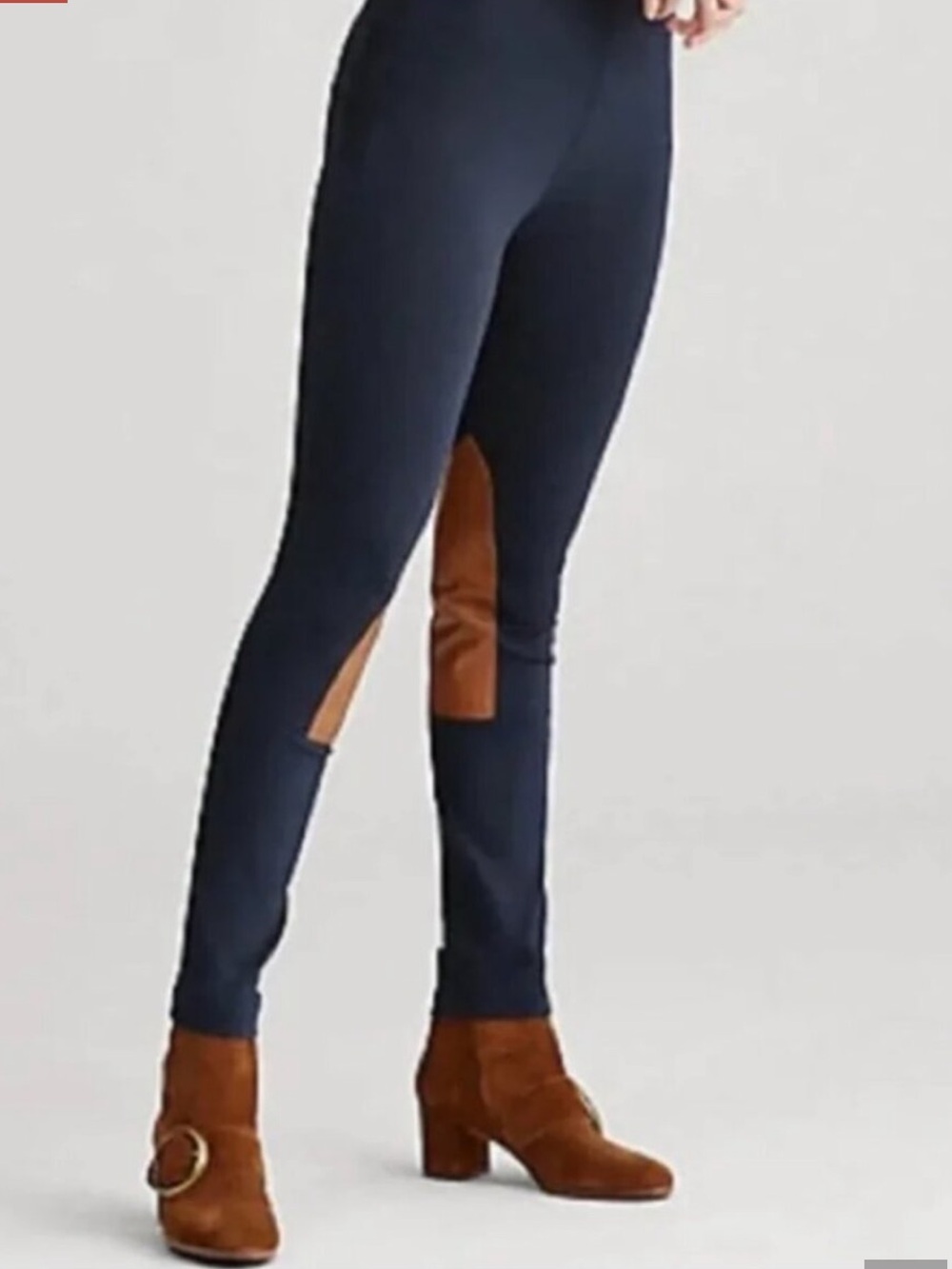 Polo Ralph Lauren Jodhpur Riding Equestrian Stretch Navy Leggings Suede Knees XS